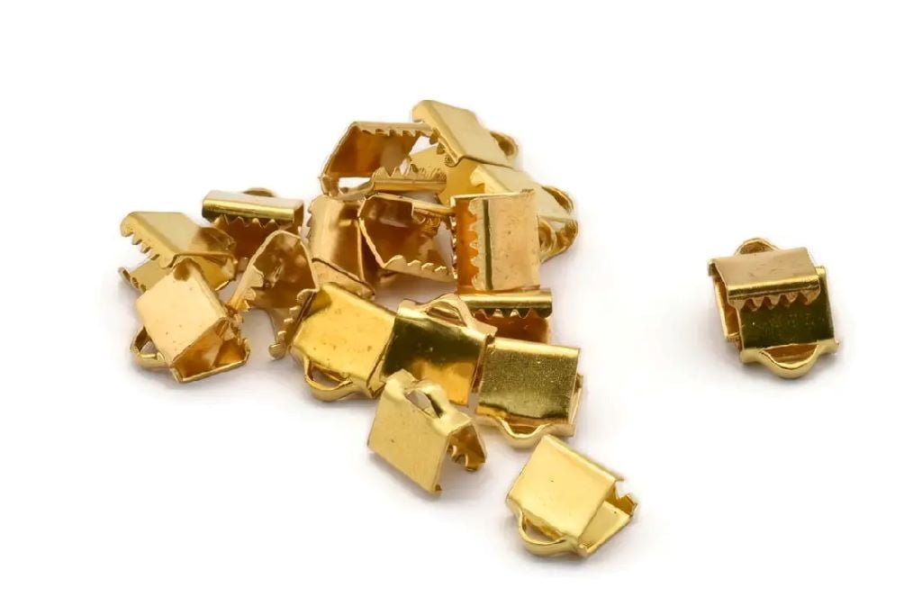 Кінцевик затискач для стрічки 8*6мм 1шт золото A0076 Туречинна