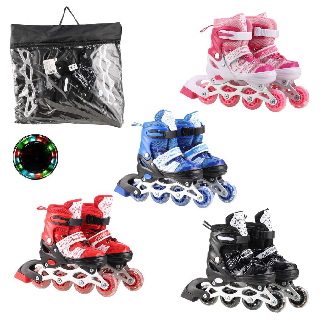 Ролики 34-37  колеса PVC 1 світло метал рама мікс кольорів в сумці RL2502 Китай