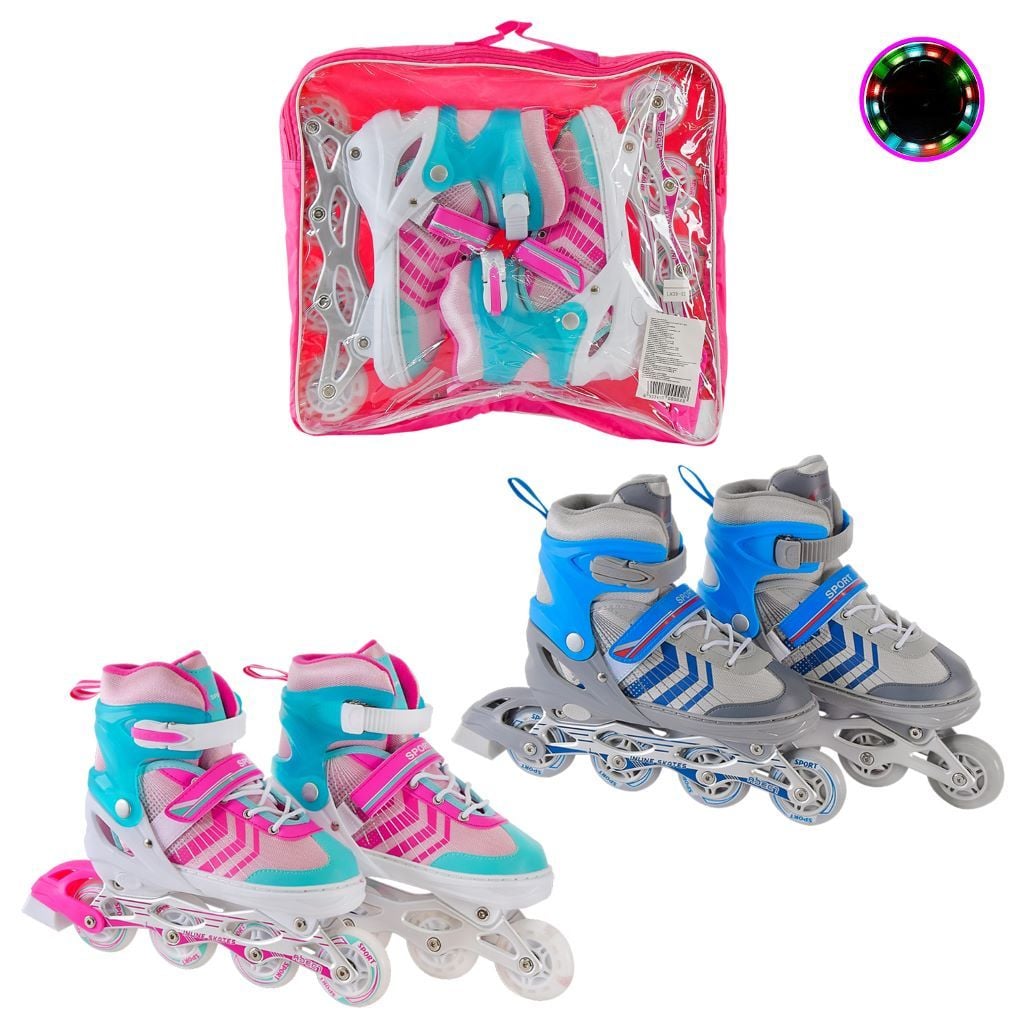 Ролики 39-43 колеса PVC 1 світло метал рама мікс кольорів в сумці		 RL2412 Китай