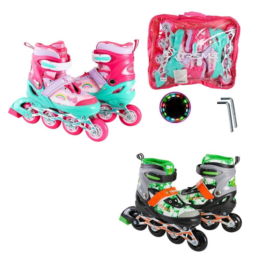 Ролики 30-33 колеса PVC 1 світло метал рама мікс кольорів в сумці		 RL2430 Китай