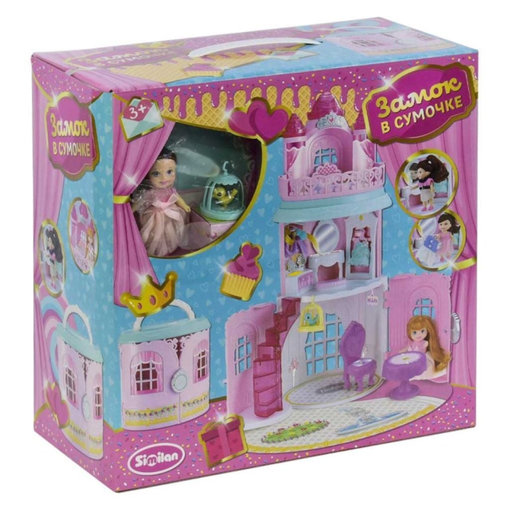 Будинок-замок 3 поверхи пупс меблі аксесуари в сумочці коробка 38*38*19см QL050-2 TK Group