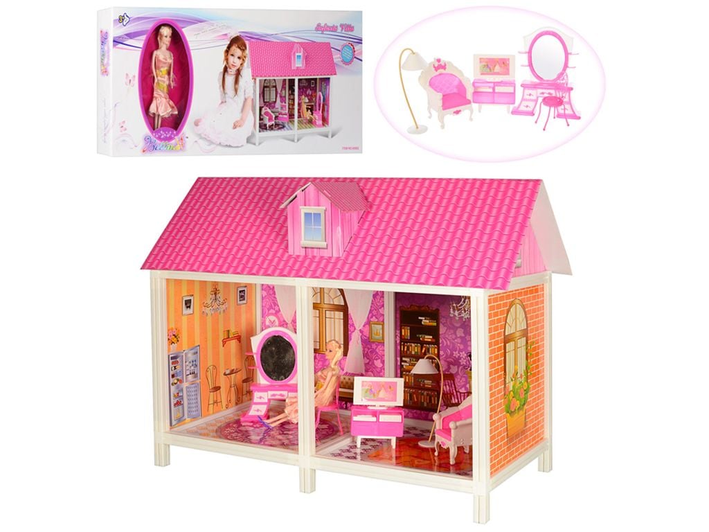 Будинок для ляльок збірний з лялькою 2 кімнати з меблями, лялькою та аксесуарами в коробці 86*36*7см 66882 Китай