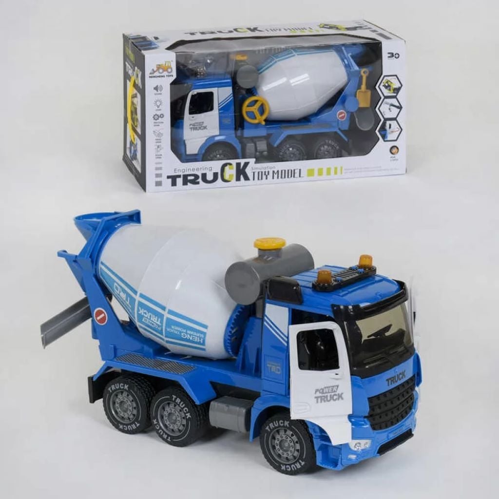 Машина Бетономішалка 33см звук світло відчиняються двері відкидна кабіна у коробці H998-38 Китай