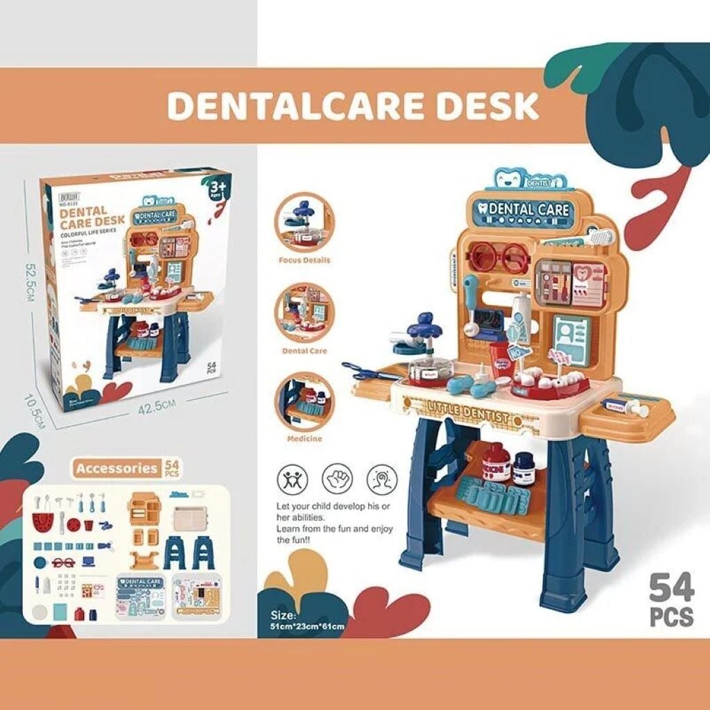 Лікарський набір стоматолога 54 предмети стіл в коробці 42*52*10см 8133 Полесье