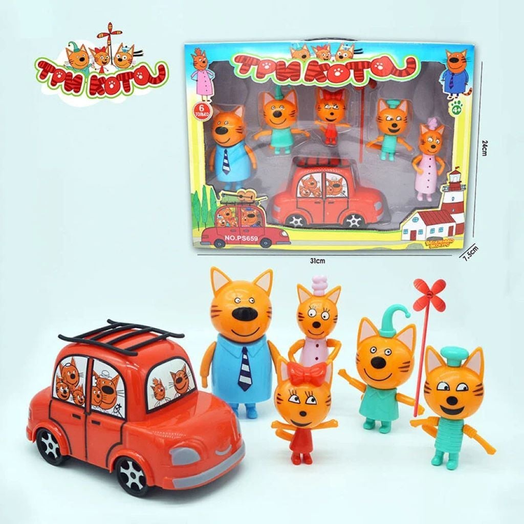 Мультгерої типу Три Кота 5 героїв машина у коробці 31*24*5см PS659 Китай
