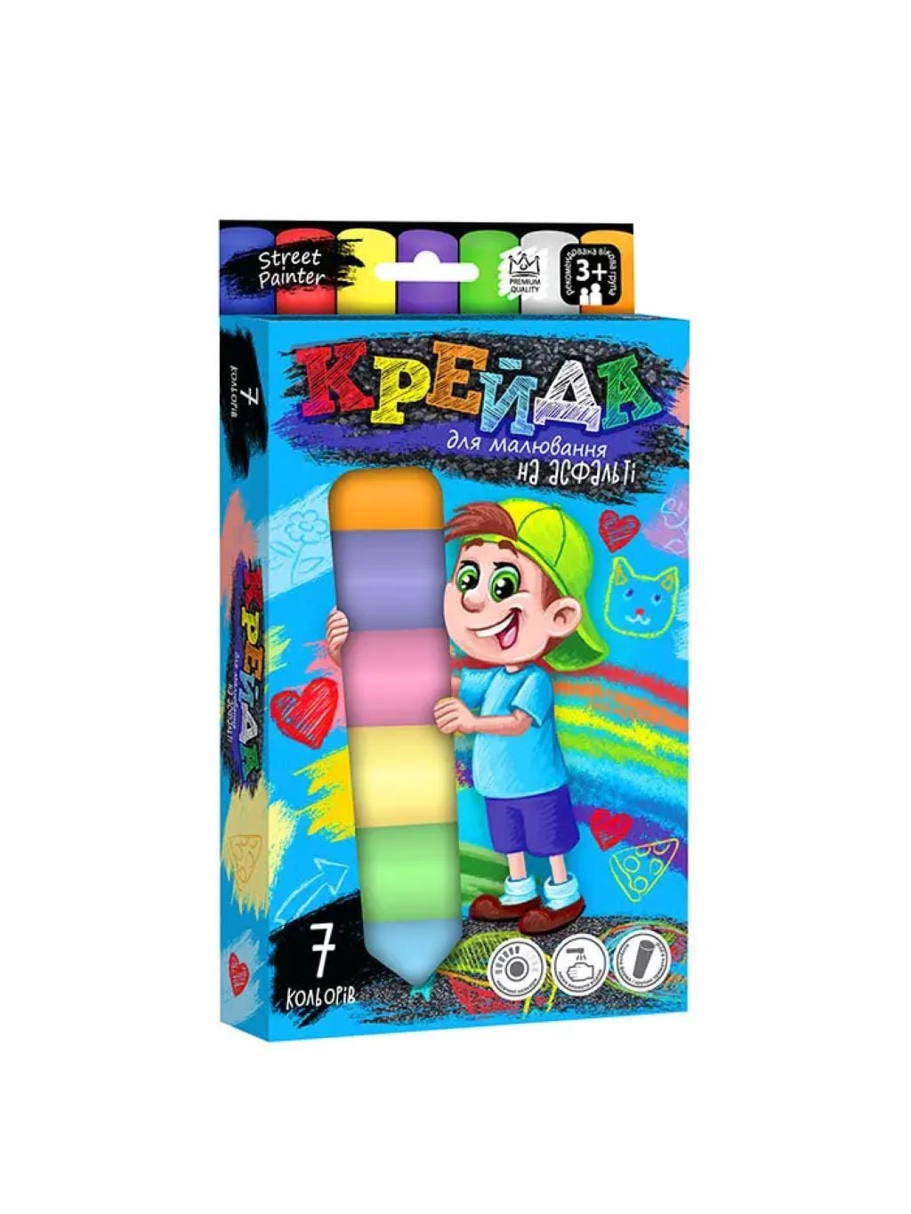 Крейда кольорова кругла 7шт для асфальту  в коробці 17*11*2,5см MEL-01-05 Danko toys