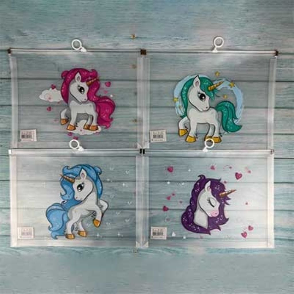 Папка А4 на блискавці з зіп прозора з малюнком Єдинорг мікс кольорів 5220635 Китай