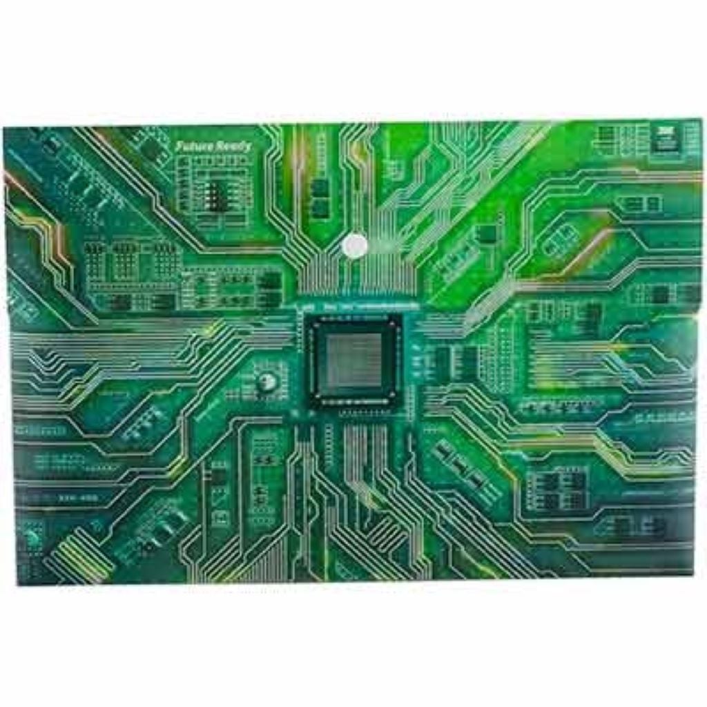 Папка A4 конверт пластикова на кнопці малюнок Мікросхема 36*26см мікс кольорів LL-8552FC Китай