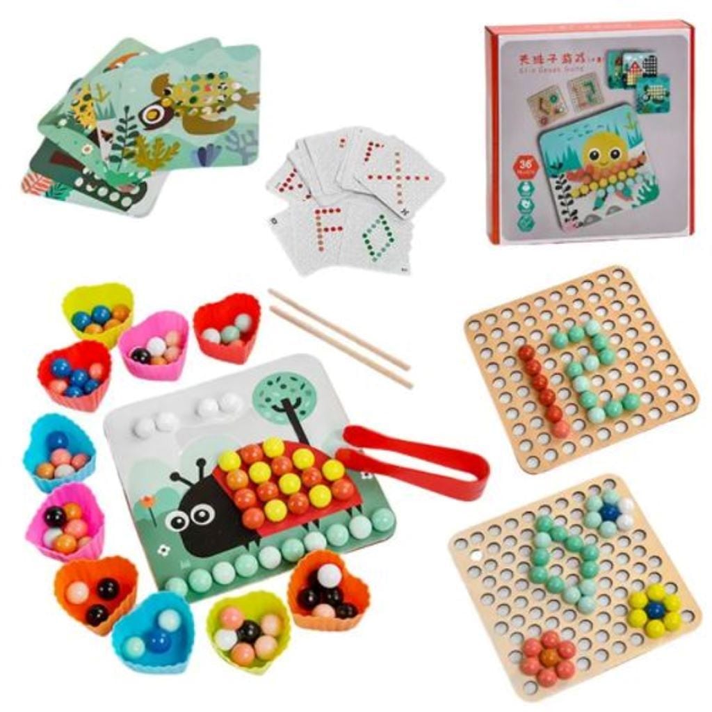 Мозаїка дерево 10 форм 36 двосторонніх карток палиці щипці у коробці C47253 Китай