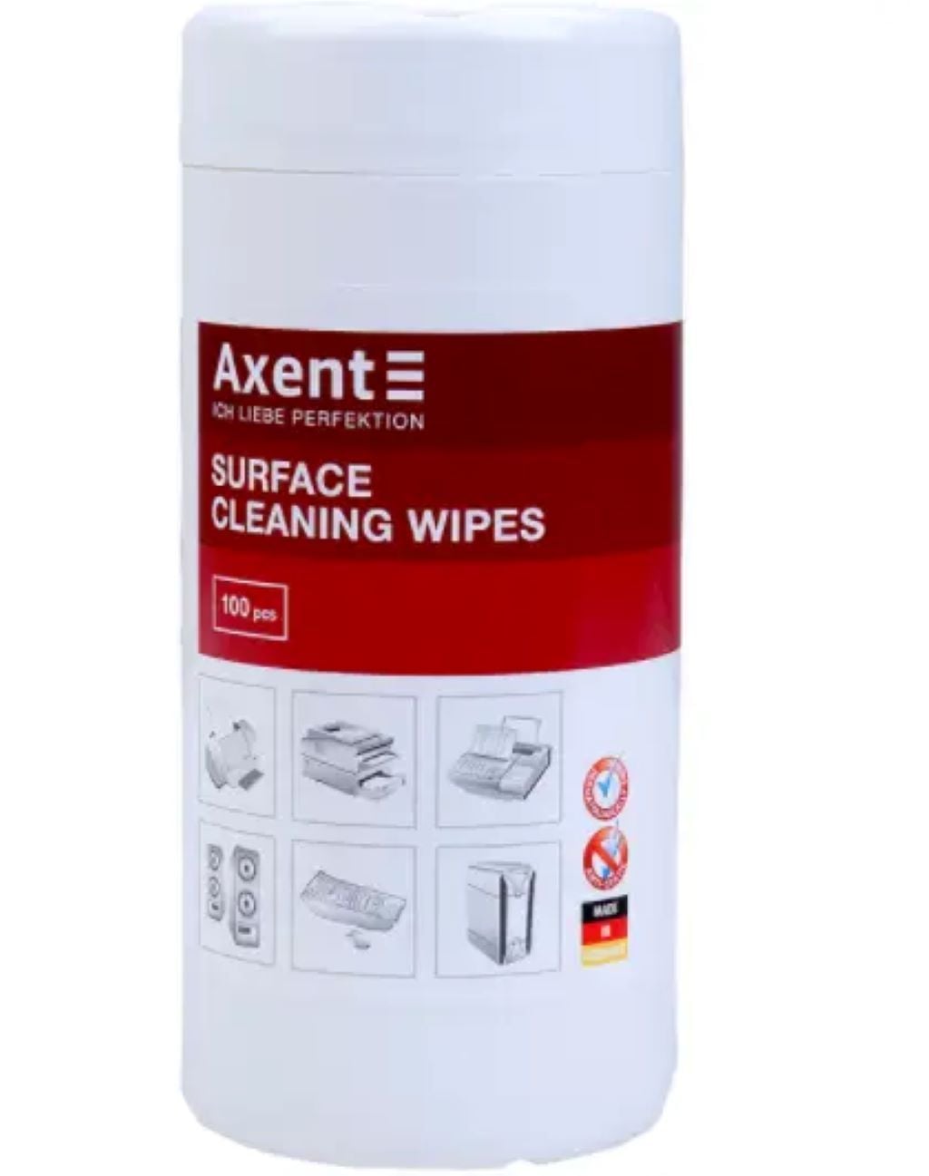 Вологі серветки для оргтехніки 100шту колбі 5301-A Axent