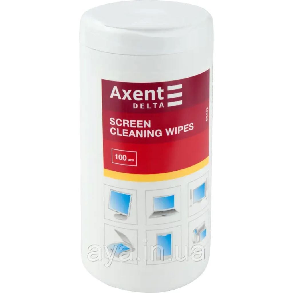 Вологі серветки для оргтехніки 100шту колбі 5302-A Axent