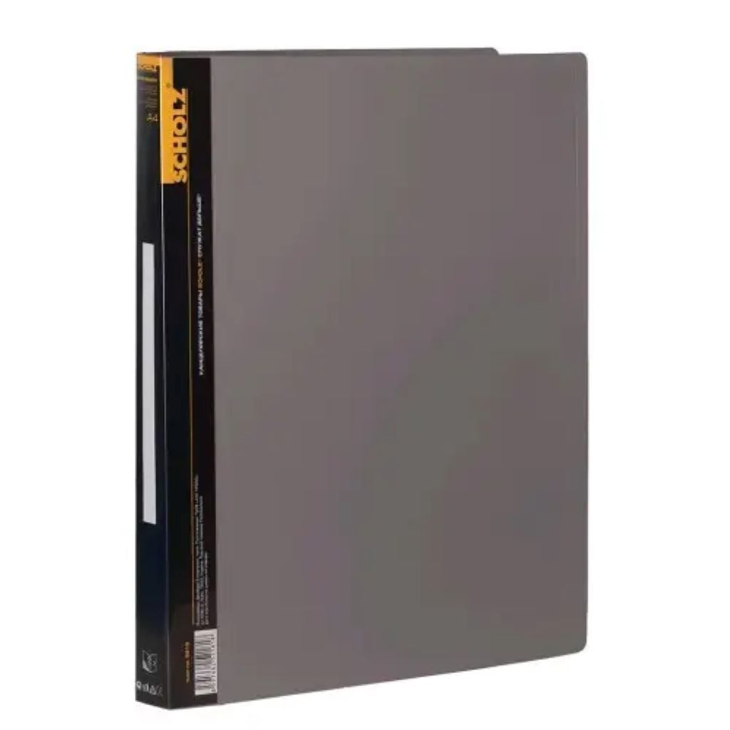 Папка А4 пластик 2 кільця 25мм з карманом сіра 5218-00SCH Scholz
