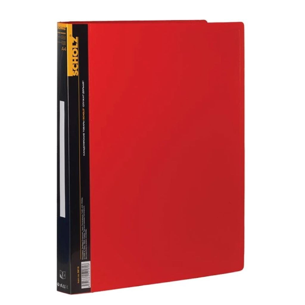 Папка А4 пластик 2 кільця 25мм з карманом червона 5218-01SCH Scholz
