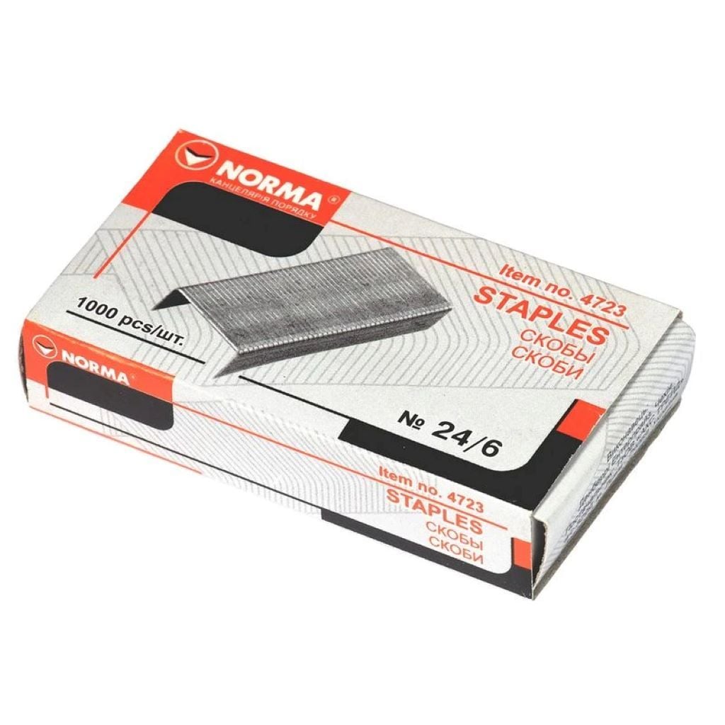 Скоби 24/6 для степлера 1000шт в коробці 4723N Norma