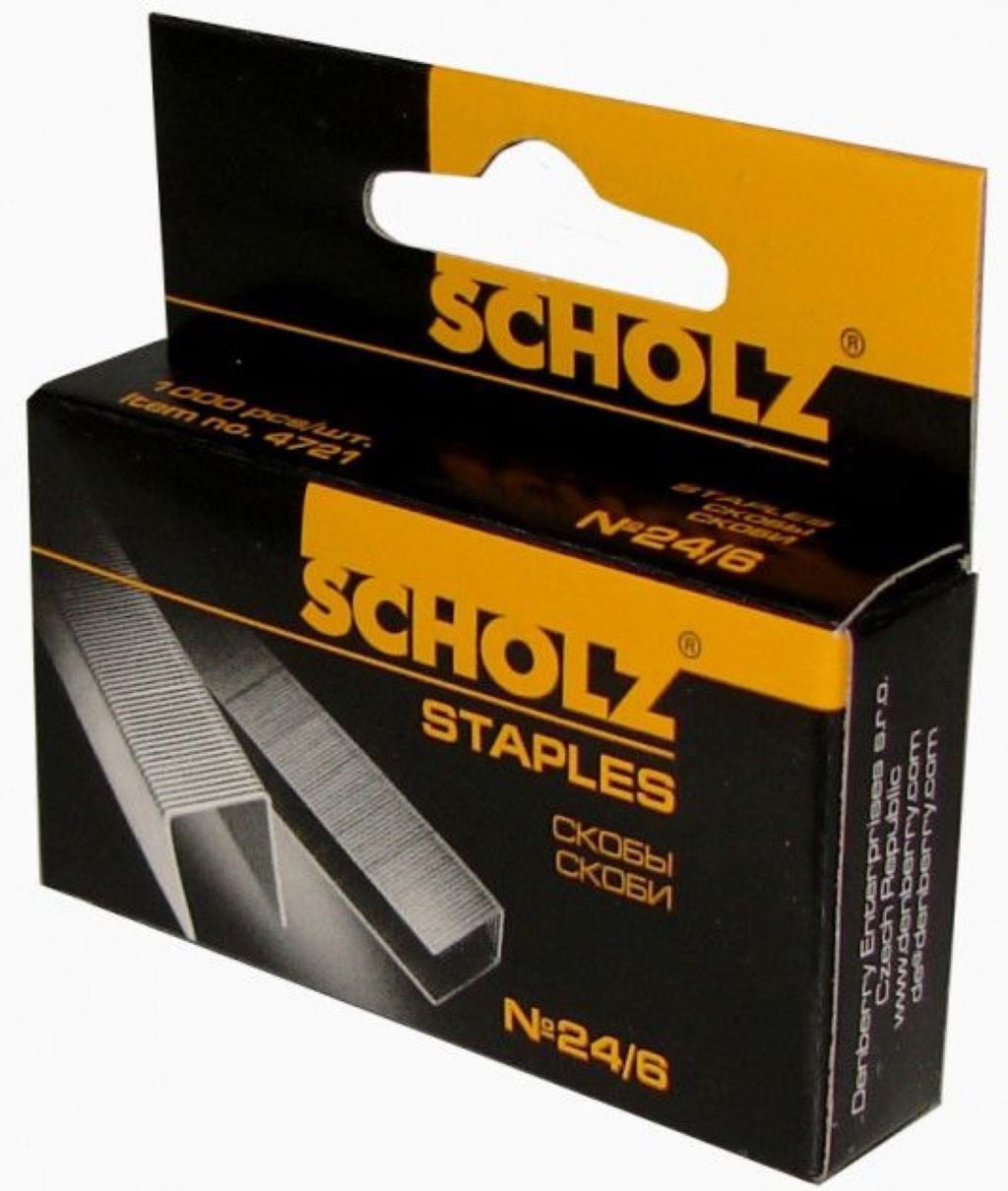 Скоби 24/6 для степлера 1000шт в коробці 6,5*4*1,3см 4721 Scholz