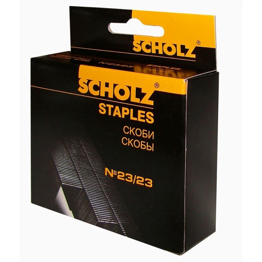 Скоби 23/23 для степлера 1000шт в коробці 6,5*4*1,3см 4766 Scholz