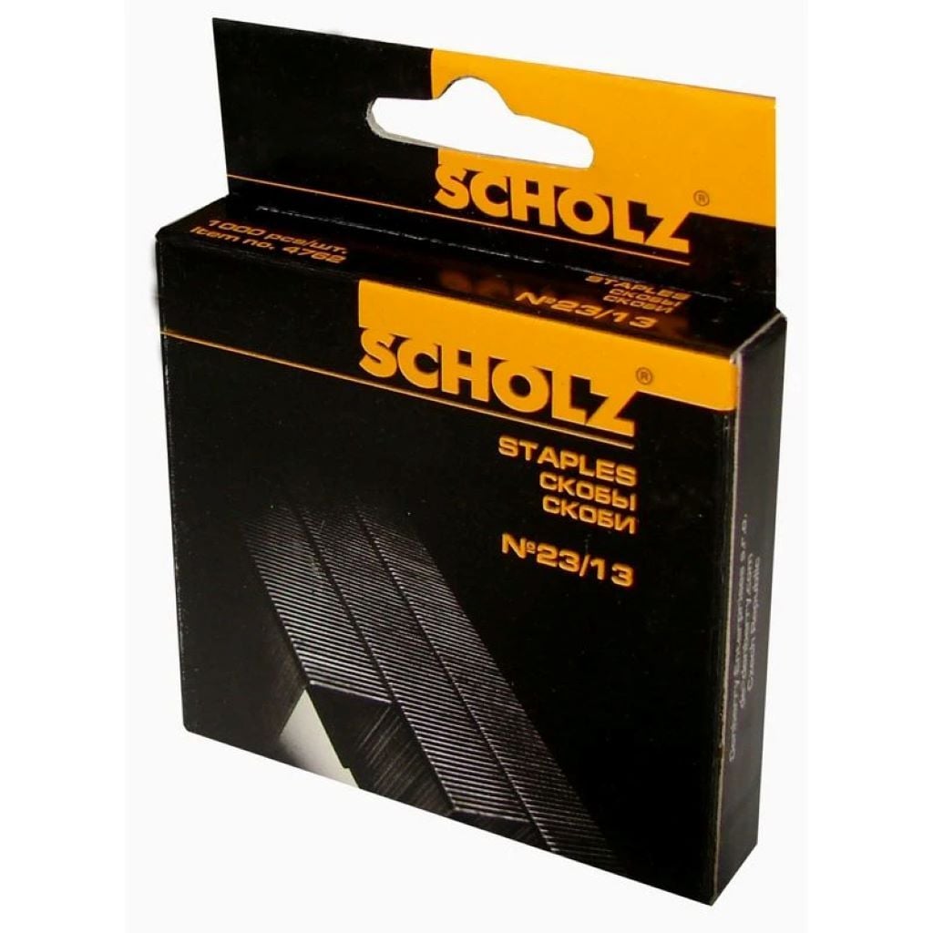 Скоби 23/13 для степлера 1000шт в коробці 6,5*4*1,3см 4762 Scholz