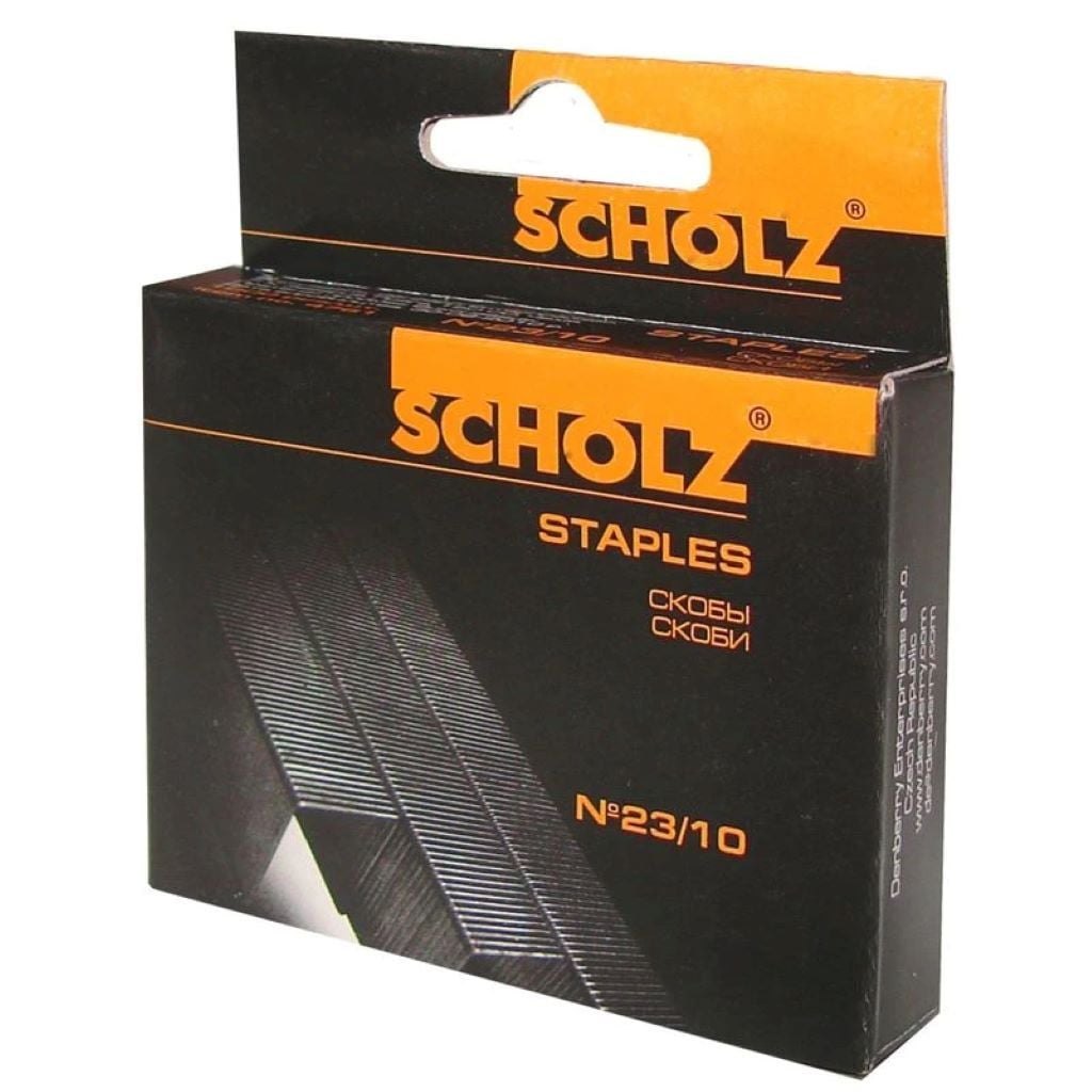 Скоби 23/10 для степлера 1000шт в коробці 6,5*4*1,3см 4761 Scholz
