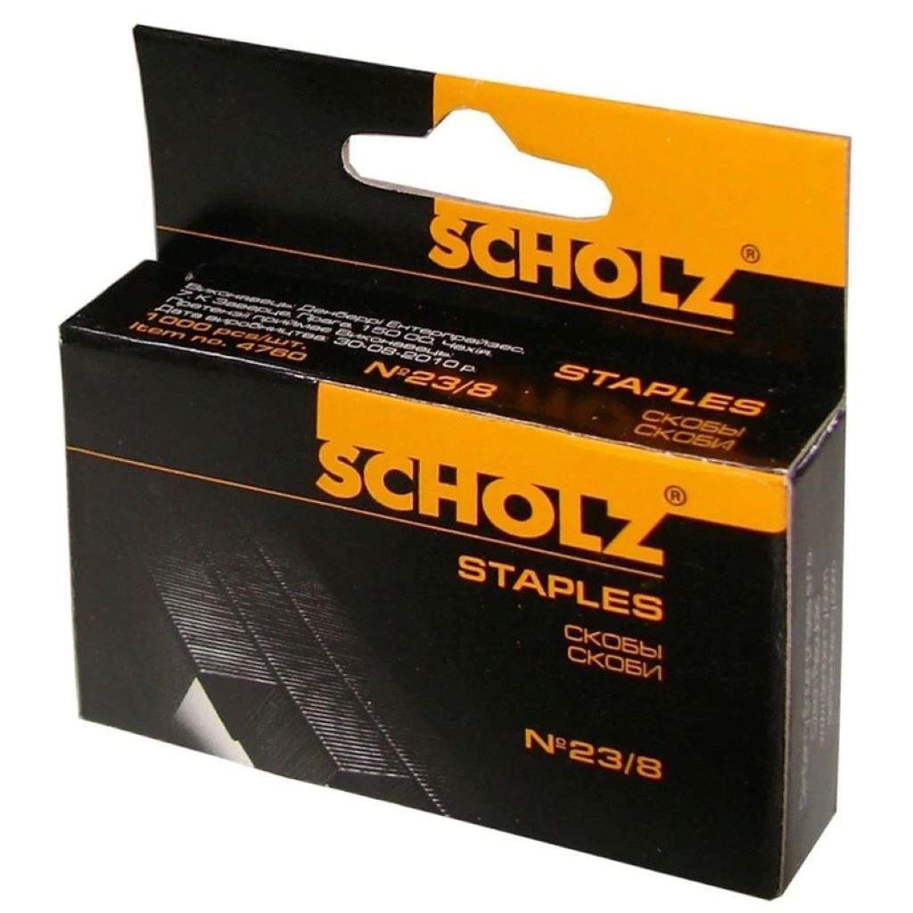 Скоби 23/8 для степлера 1000шт в коробці 6,5*4*1,3см 4760 Scholz