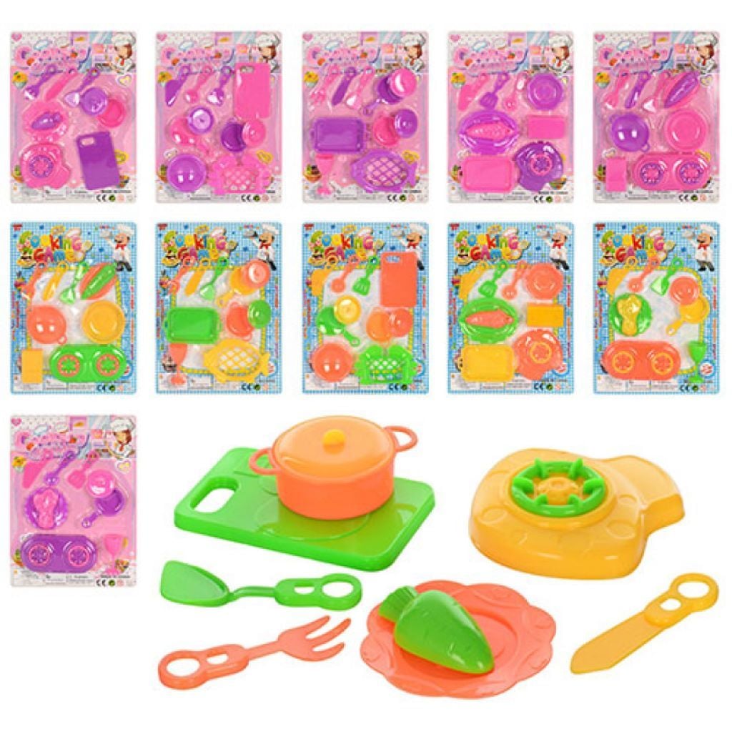 Посуд для ляльок типу Барбі 11- 9 предметів на планшеті 20*28*2,5см 006/006-1 Китай