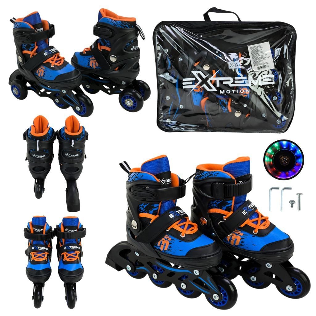 Ролики 30-33р S Extreme Motion  колеса PU синьо-чорні в сумці RL25424 Китай