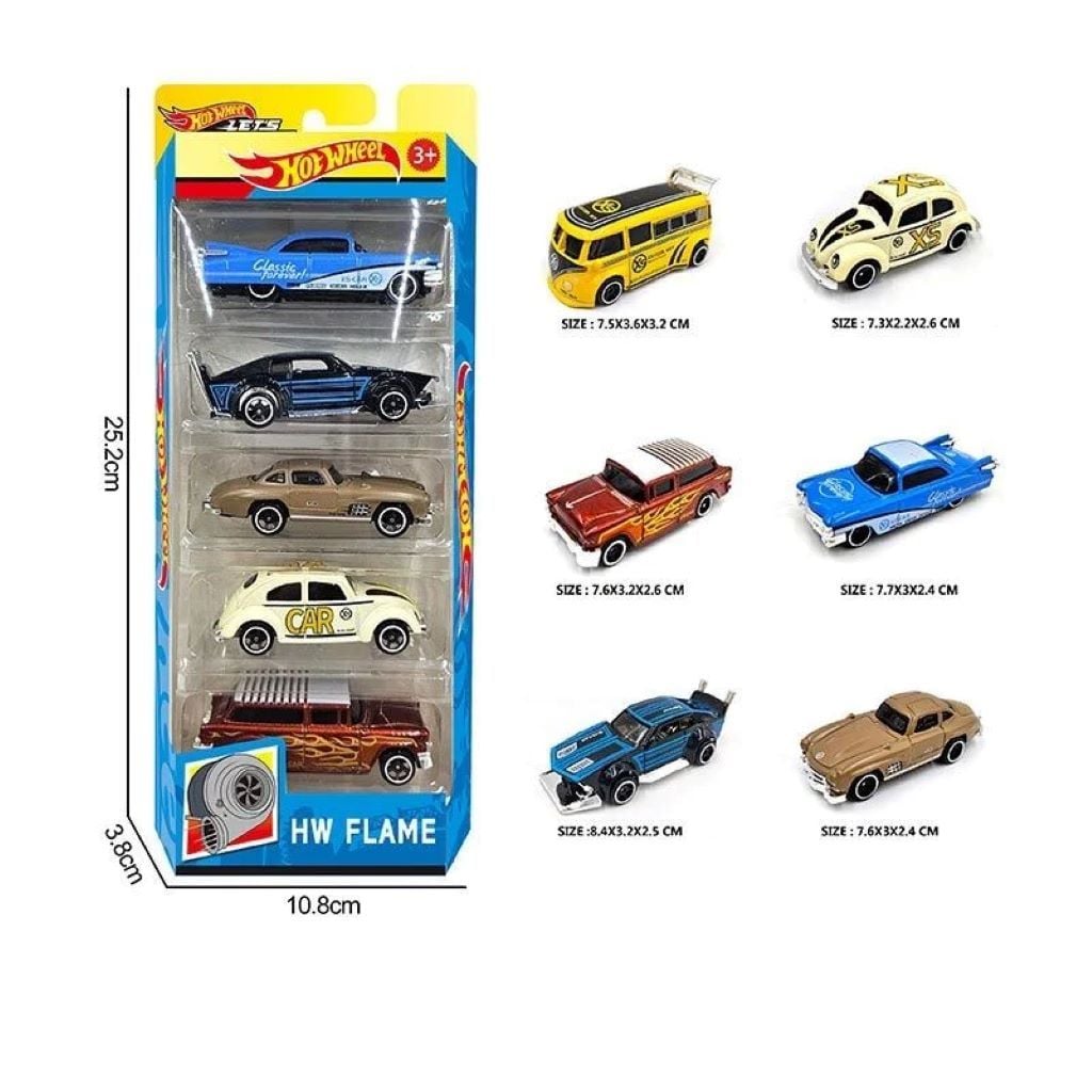 Машина типу Hotwheel 1:64 металева набір 5шт 2 види в коробці 24*11*4см HC8801-9 Китай