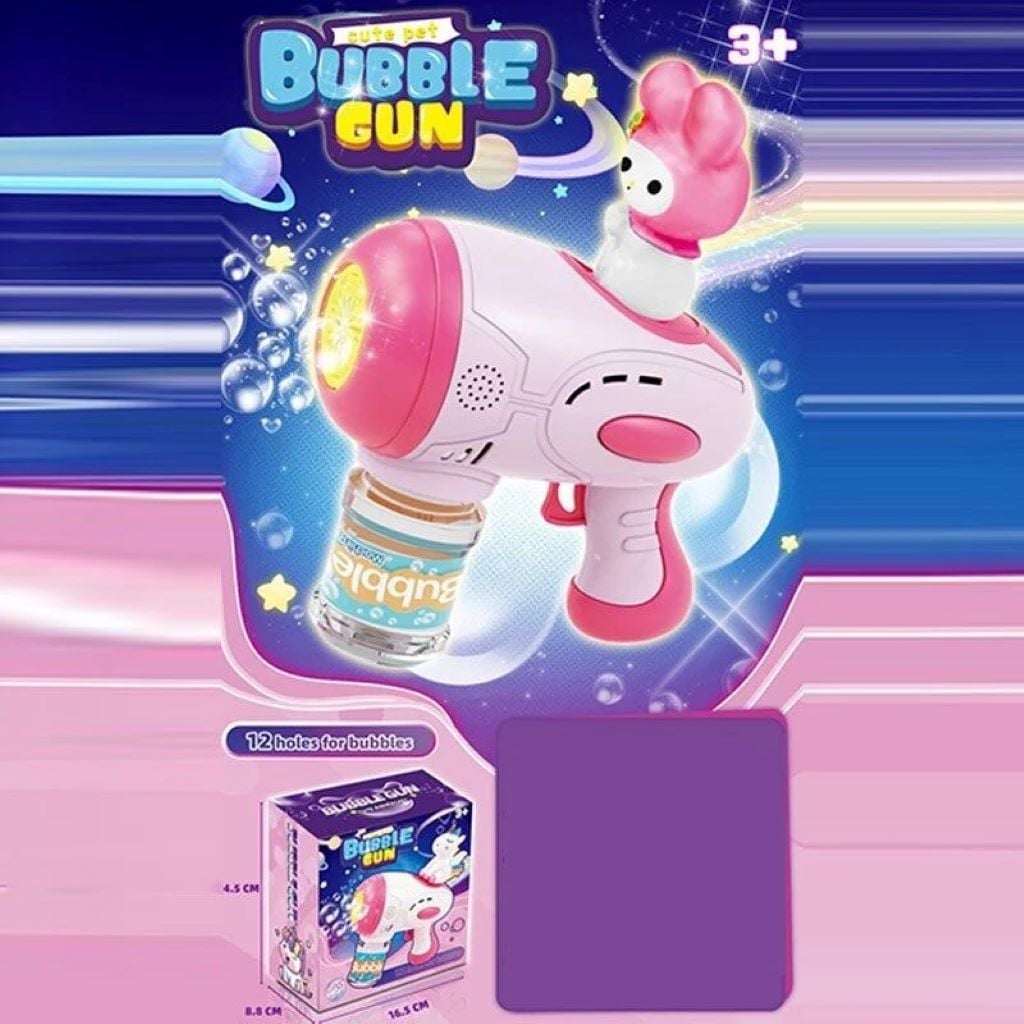 Мильні бульбашки пістолет з тваринкою на батарейках в коробці 18*16*7см 7778F Китай