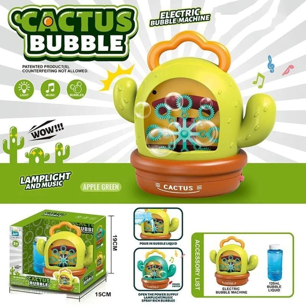 Мильні бульбашки Кактус установка на бат. в коробці 22*19*15см KB1286 Китай