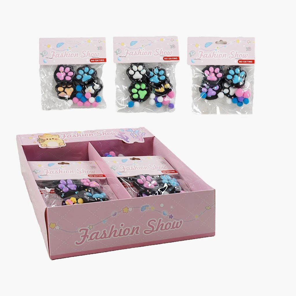 Антистрес таба сквіш Котяча лапка 4см 4шт мікс кольорів у пакеті C70648 Китай