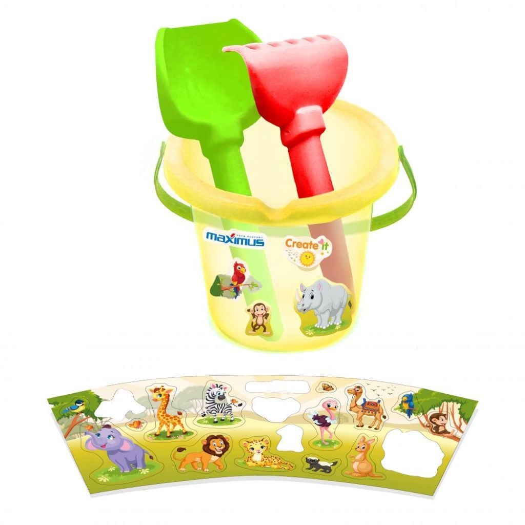 Набір для піску відро 10см лопата граблі у сітці 5051 Maximus