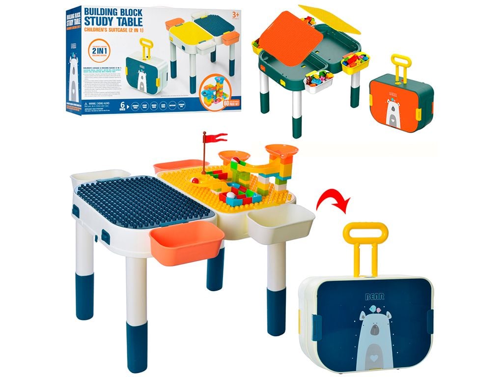 Конструктор типу лего великі деталі 60д 2в1 стіл-валіза в коробці 51*31*16,5см LQ8013 JIXIN