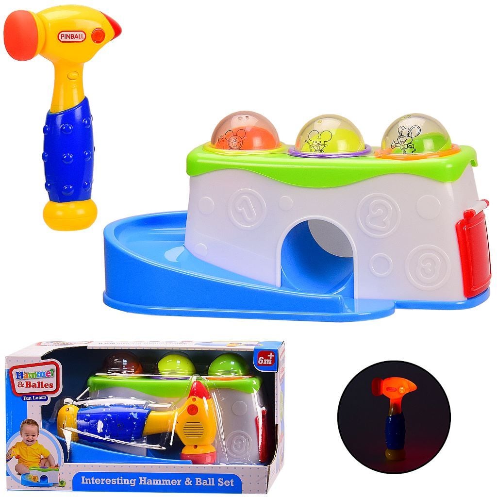 Логіка-стукалка 3 кулі молоток на батарейках у коробці 389 Китай