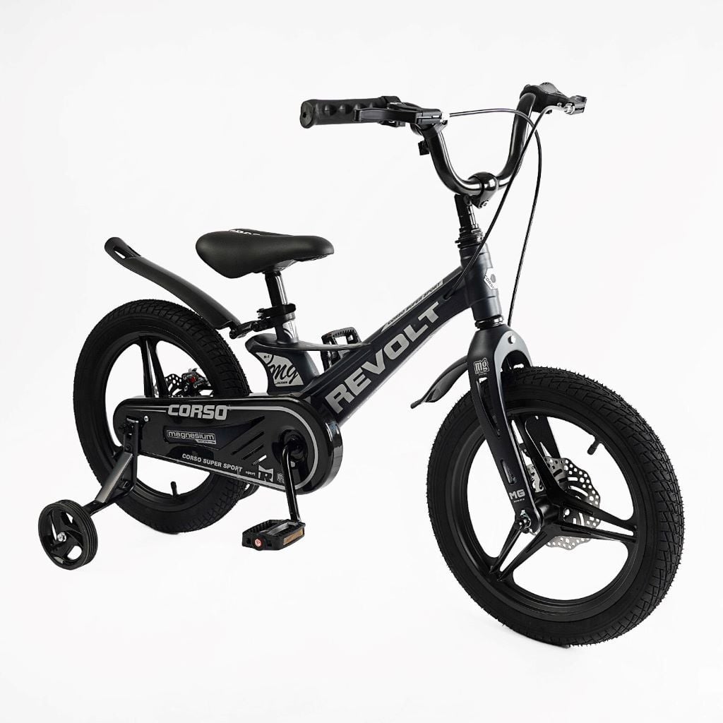 Велосипед 16" 2-х колісний Corso Revolt магнієва рама литі диски гальма додаткові колеса MG-16305 corso