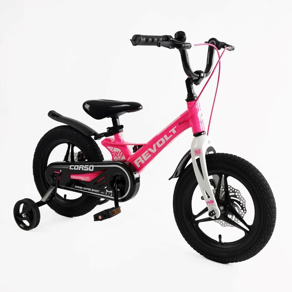 Велосипед 14" 2-х колісний Corso Revolt Магнієва рама литі диски гальма додаткові колеса MG-14826 corso