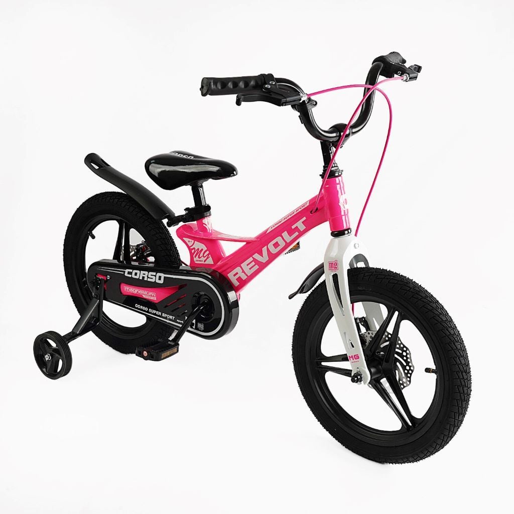 Велосипед 16" 2-х колісний Corso Revolt Магнієва рама литі диски гальма додаткові колеса MG-16107 corso