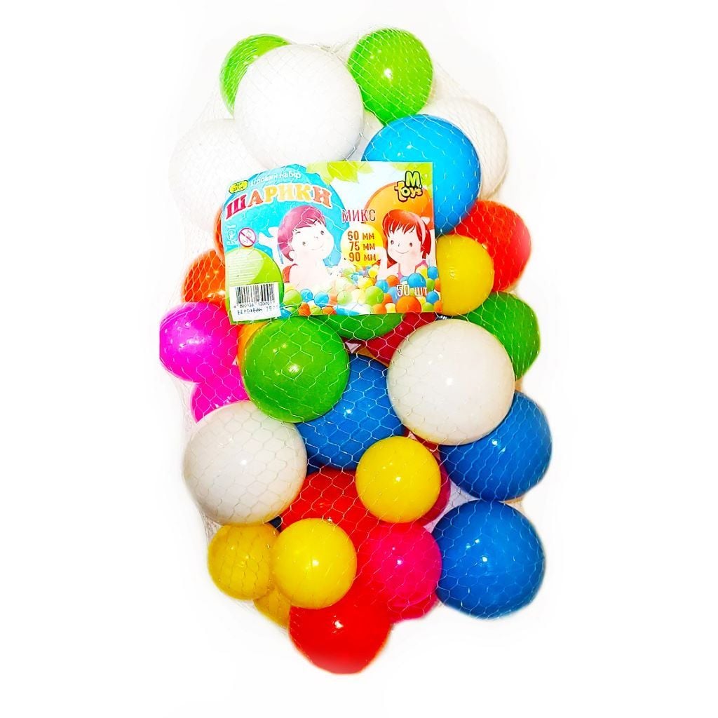 Кульки для сухого басейну мікс розмірів 50шт сітка 20104 mtoys мирза