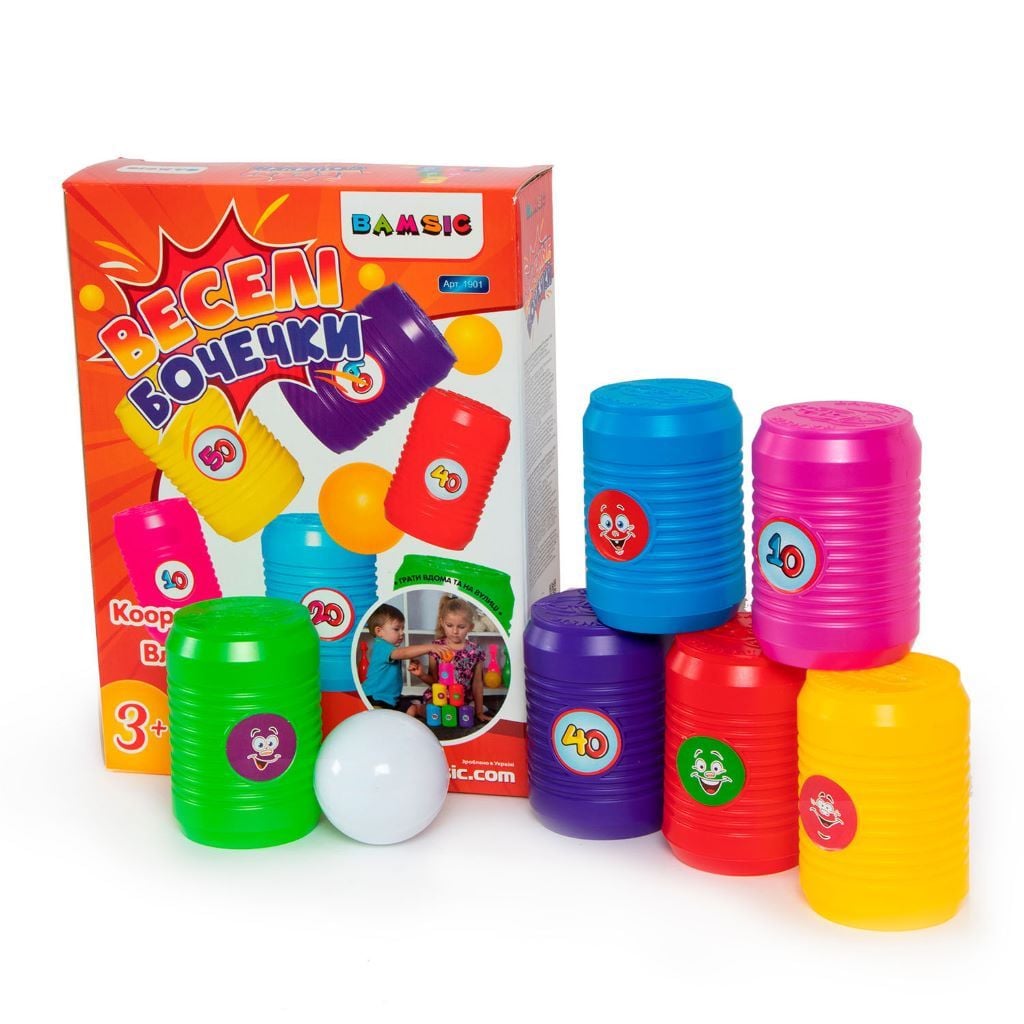 Боулінг бочонки 6шт кулі 2шт пластик у коробці 28*21*7см 1901 Bamsic