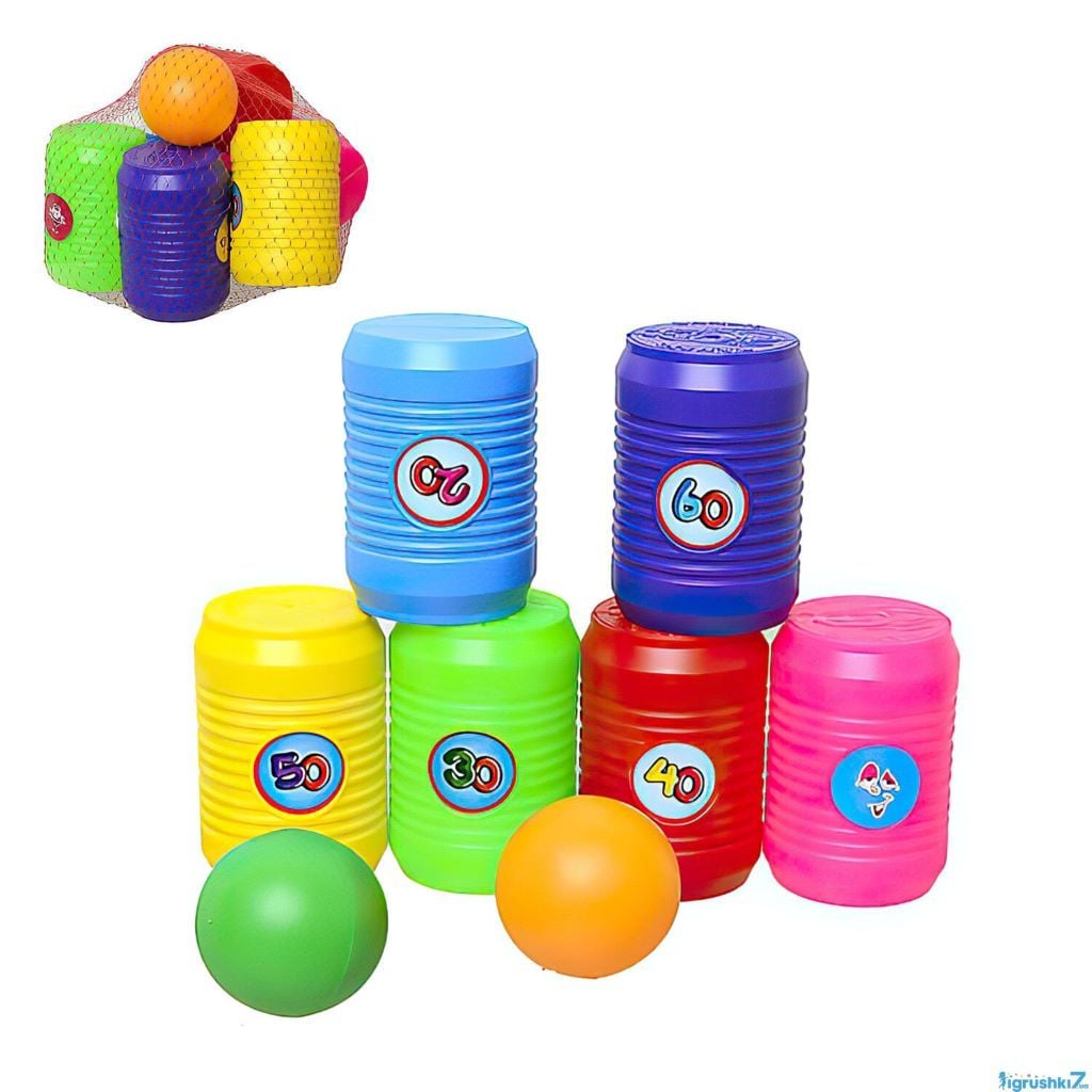 Боулінг бочонки 6шт кулі 2шт пластик у сітці 1902 Bamsic