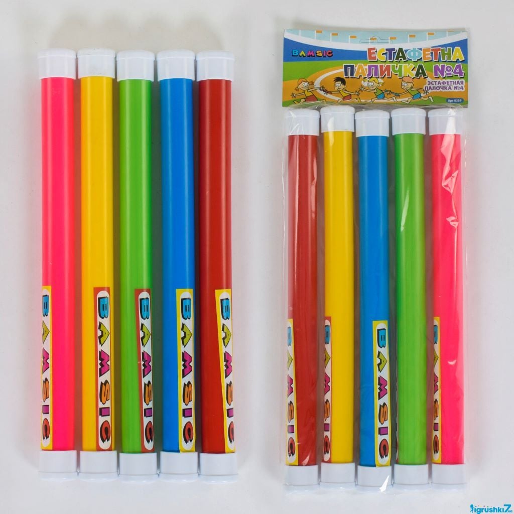 Естафетна паличка набір 5 шт довжина 35см пластик у пакеті 0359 Bamsic