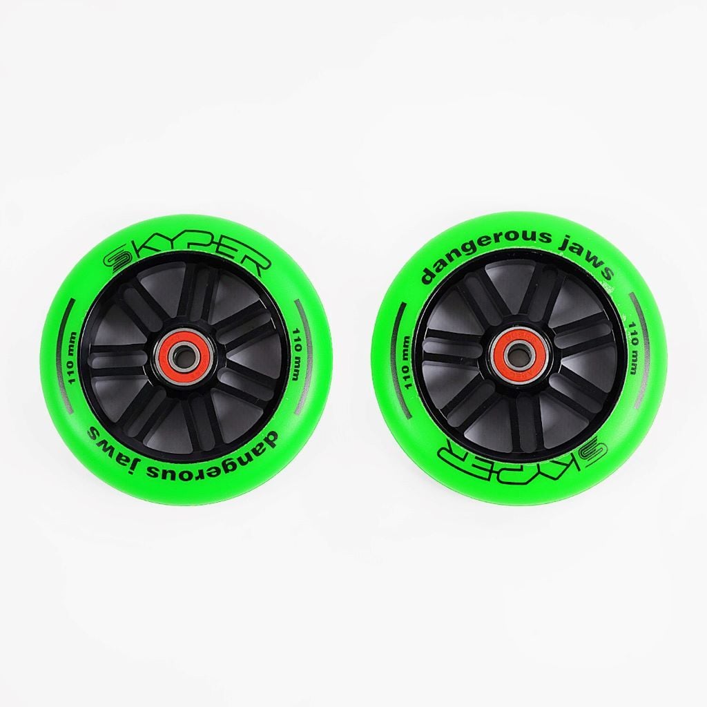 Колесо для трюкового самоката PU 110мм підшипник ABEC-7 зелене 2шт в пакеті WL0036/110 Skyper