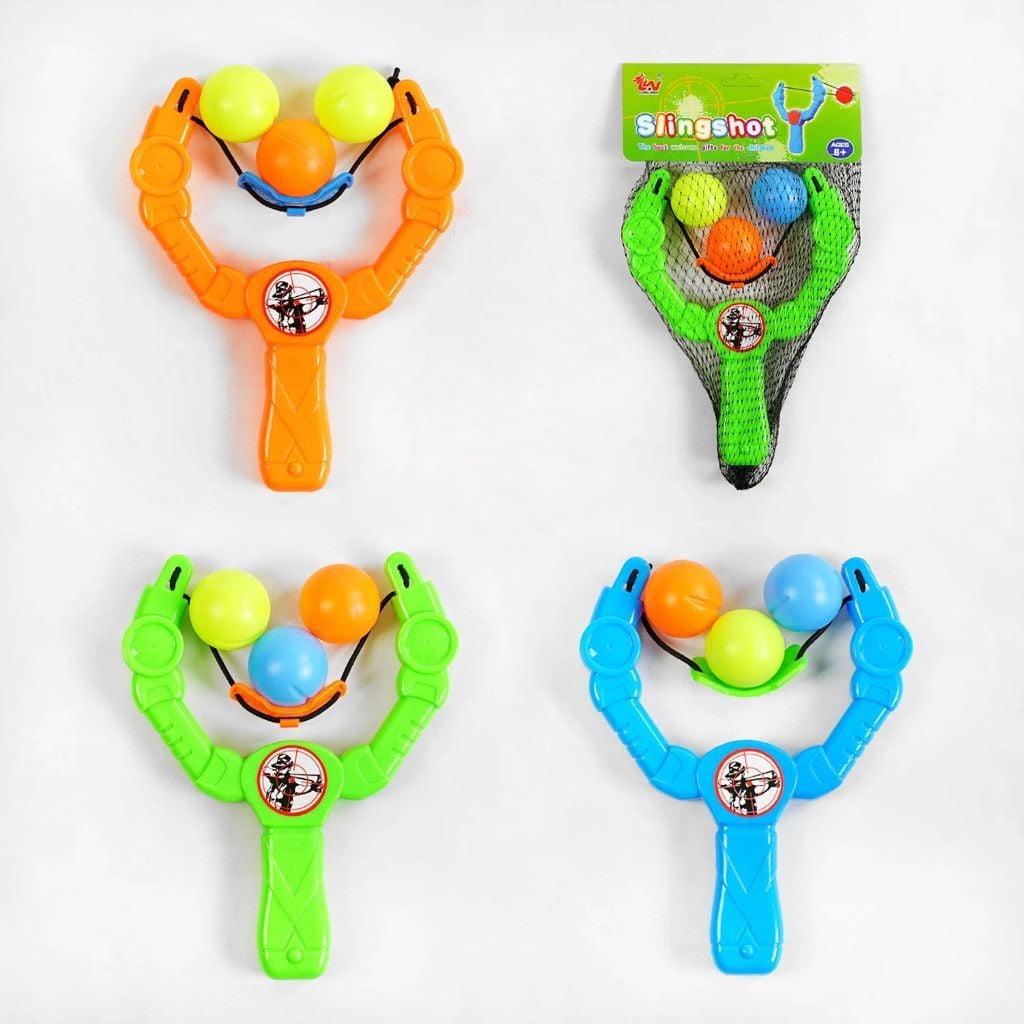 Рогатка пластик з пластиковими кулями 3шт в сітці 303-1 Китай