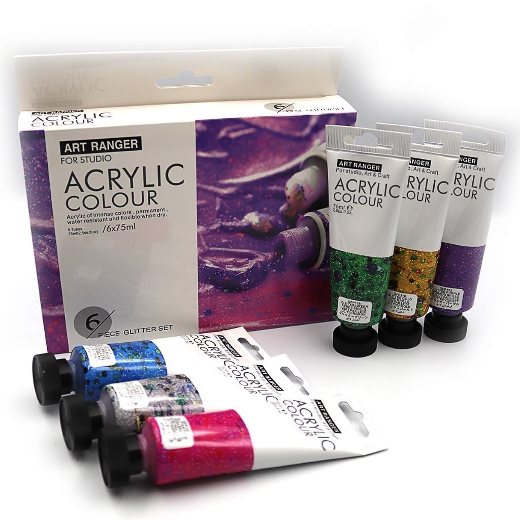 Фарба акрилова глітерна набір 6шт по 75мл в тубі коробка 32KRFEA0675-G ART Rangers