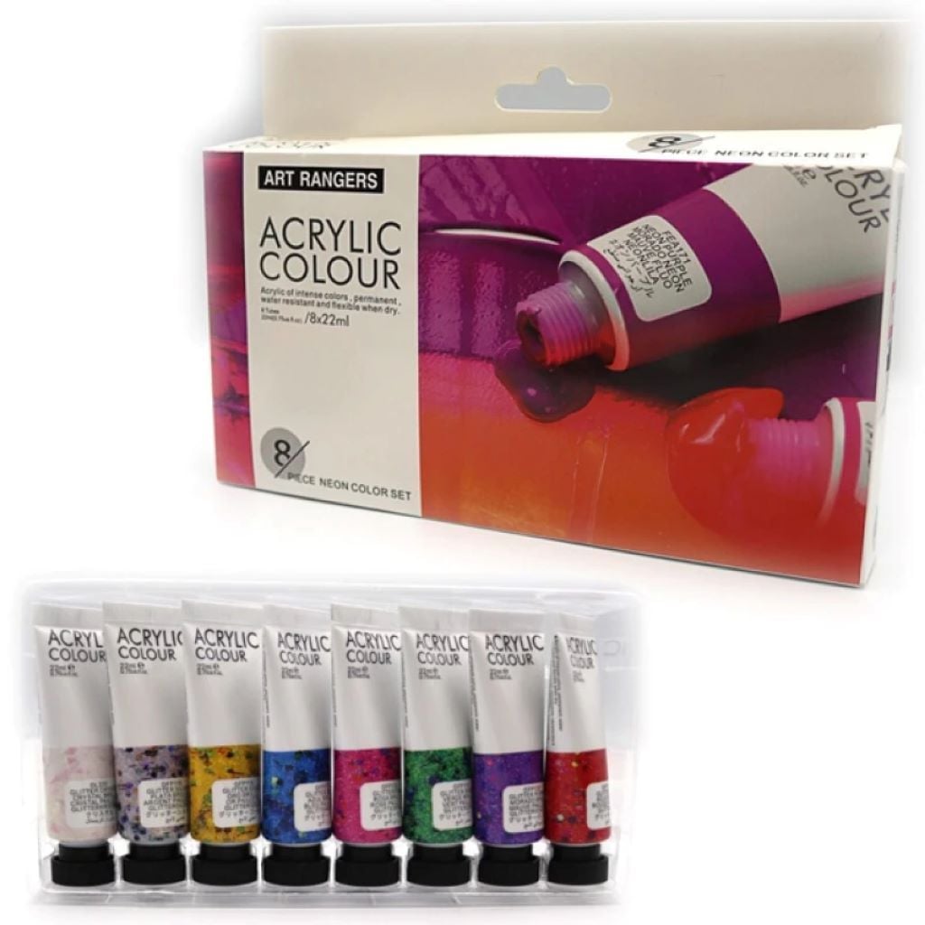 Фарба акрилова глітерна набір 8шт по 22мл в тубі коробка 32KRFEA0822-G ART Rangers