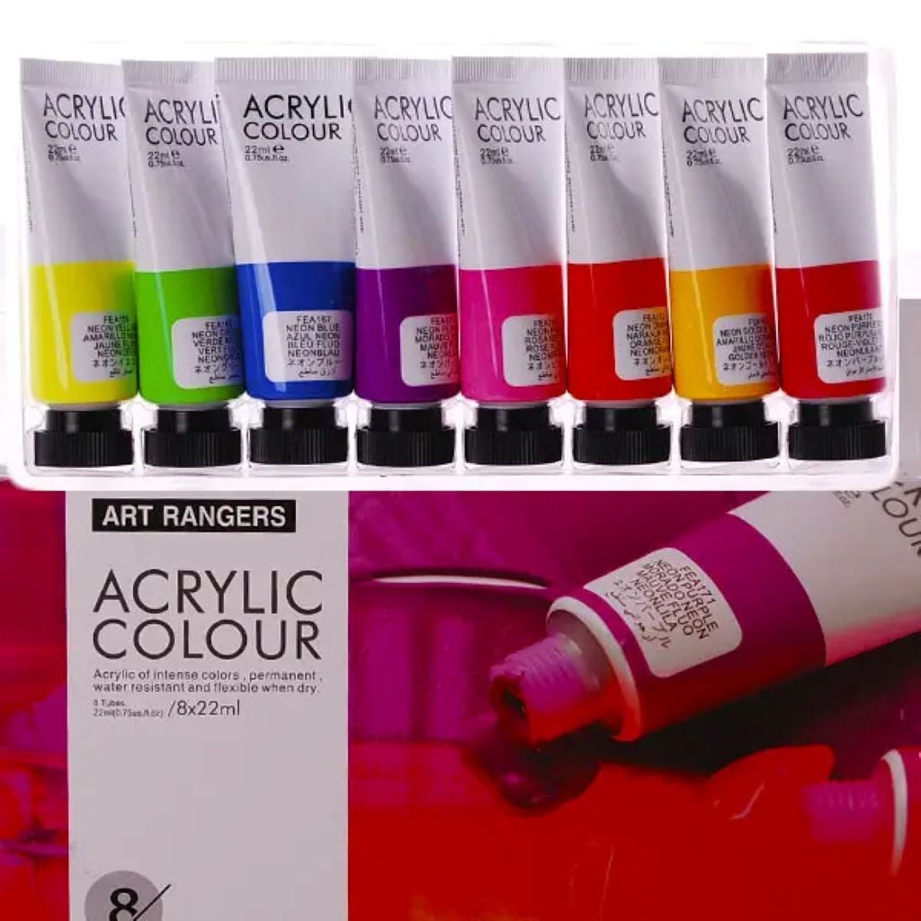 Фарба акрилова неон набір 8шт по 22мл в тубі коробка 32KRFEA0822-N ART Rangers
