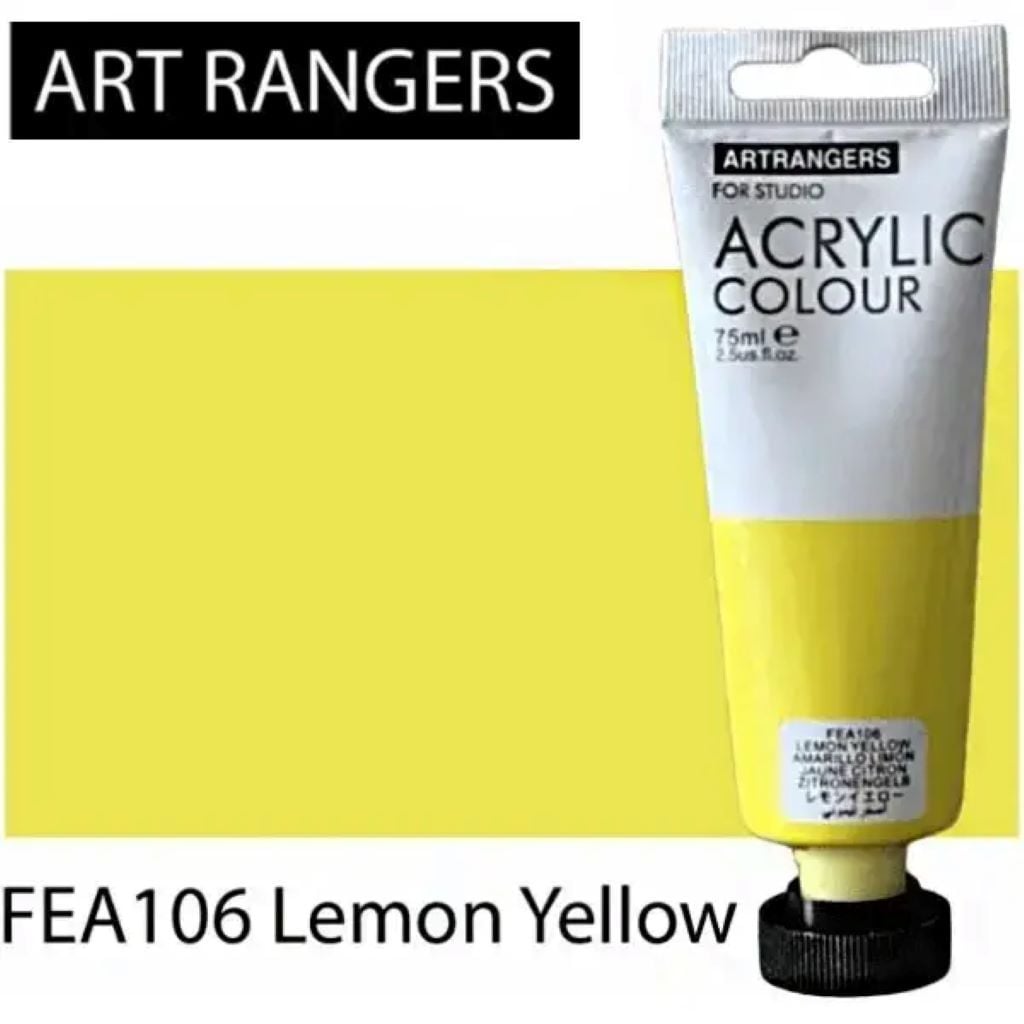 Фарба акрілова 22мл глітер Lemon Yellow жовта в тубі FEA106 ART Rangers