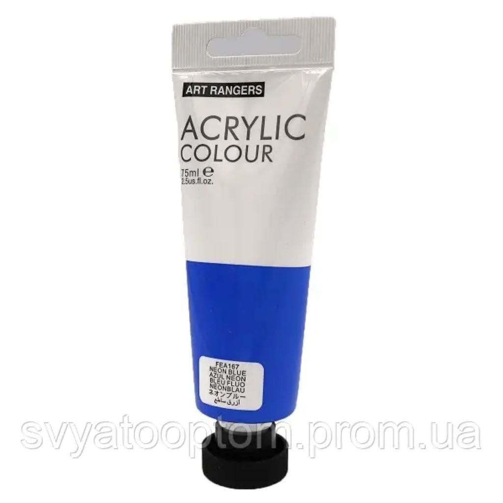 Фарба акрілова 22мл глітер Neon Blue в тубі FEA167 ART Rangers