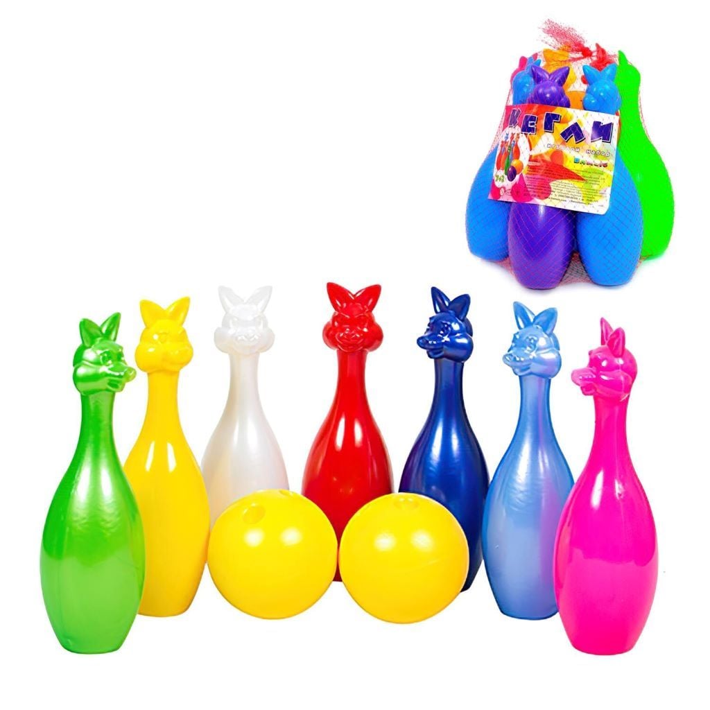 Кеглі 7шт зайці 2 кулі в сітці   024 Bamsic