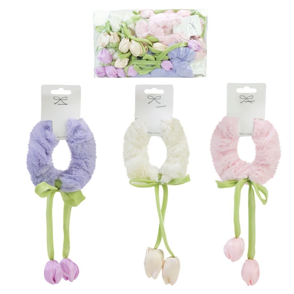 Гумка для волос мехова з вісюльками рожева YH-114 Китай