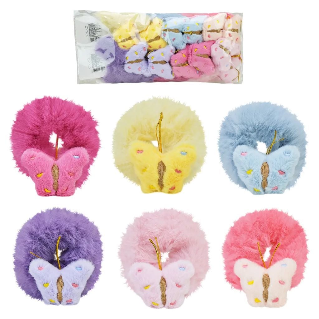 Гумка для волос мехова з Метелеком мікс кольорів YH-117 Китай