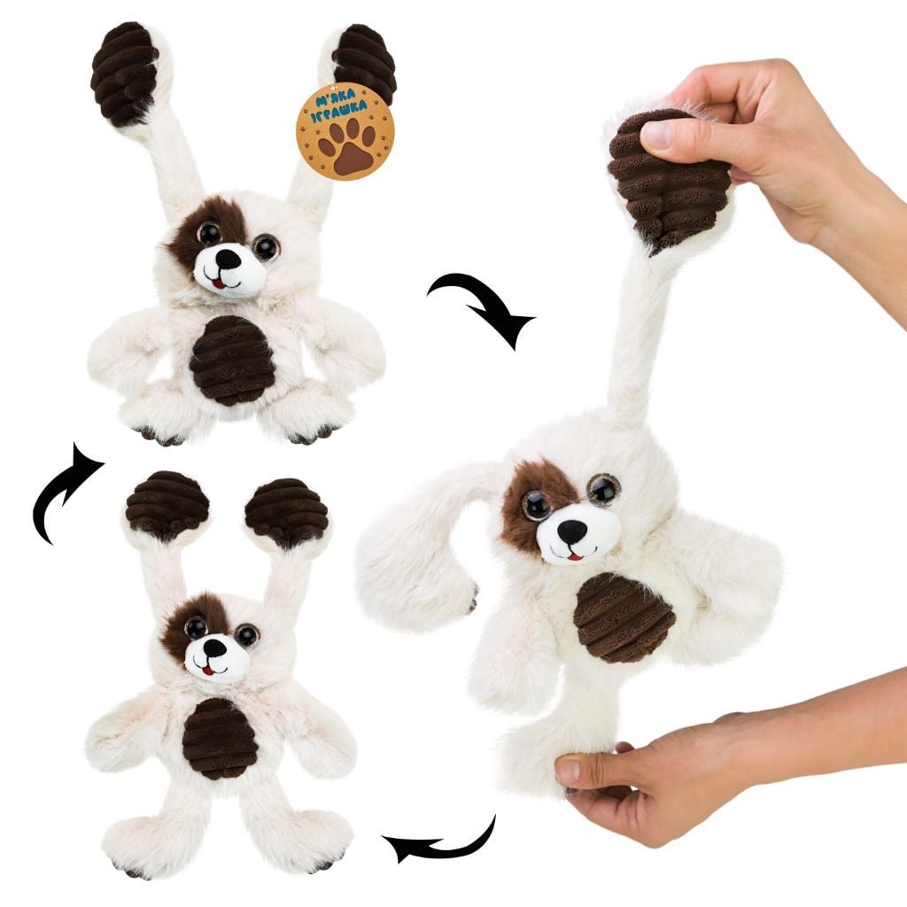 М'яка іграшка Цуценя потягушка 30см скляні очі бежево коричневий MJ2407 Китай